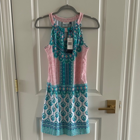 Cabana Life Dresses & Skirts - Cabana Life Pink and Teal Mini Dress